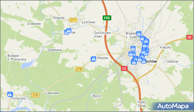 mapa Mozów, Mozów na mapie Targeo