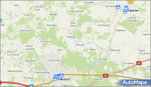 mapa Mroczki gmina Kałuszyn, Mroczki gmina Kałuszyn na mapie Targeo