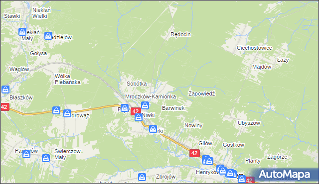 mapa Mroczków-Kapturów, Mroczków-Kapturów na mapie Targeo