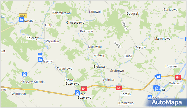 mapa Mrówki gmina Wizna, Mrówki gmina Wizna na mapie Targeo