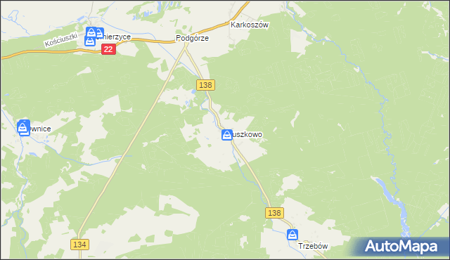 mapa Muszkowo, Muszkowo na mapie Targeo