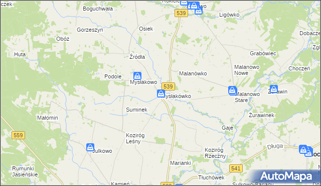mapa Mysłakówko, Mysłakówko na mapie Targeo