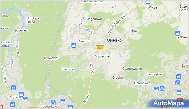 mapa Myślęcinek, Myślęcinek na mapie Targeo