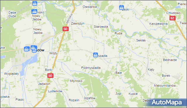 mapa Myszadła, Myszadła na mapie Targeo