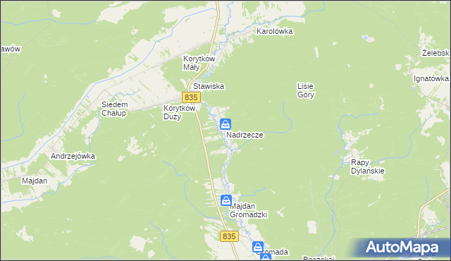 mapa Nadrzecze gmina Biłgoraj, Nadrzecze gmina Biłgoraj na mapie Targeo