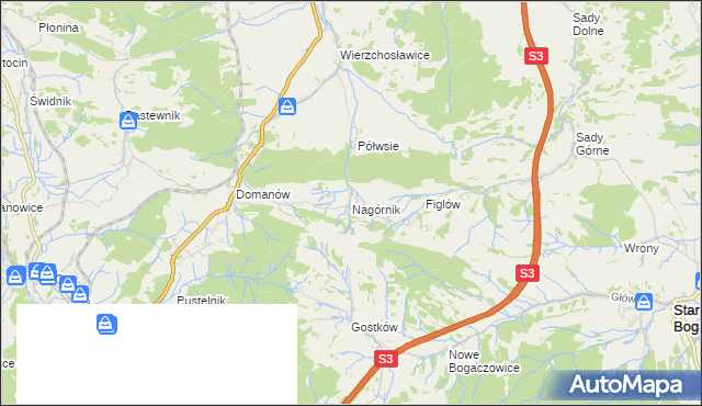 mapa Nagórnik gmina Marciszów, Nagórnik gmina Marciszów na mapie Targeo