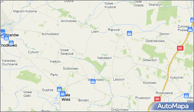 mapa Nakwasin, Nakwasin na mapie Targeo