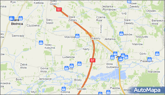 mapa Narty gmina Jedlińsk, Narty gmina Jedlińsk na mapie Targeo