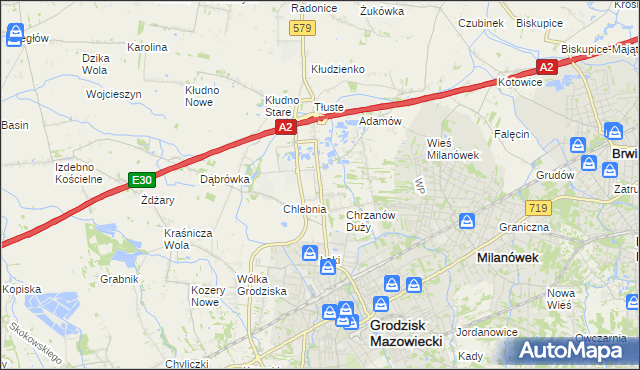 mapa Natolin gmina Grodzisk Mazowiecki, Natolin gmina Grodzisk Mazowiecki na mapie Targeo