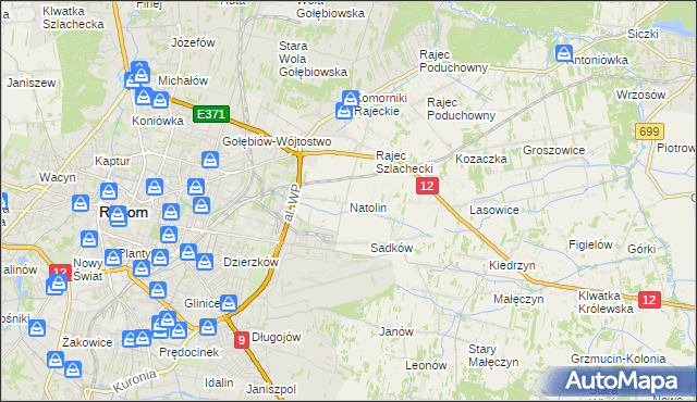 mapa Natolin gmina Jedlnia-Letnisko, Natolin gmina Jedlnia-Letnisko na mapie Targeo