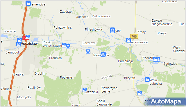 mapa Nawarzyce, Nawarzyce na mapie Targeo
