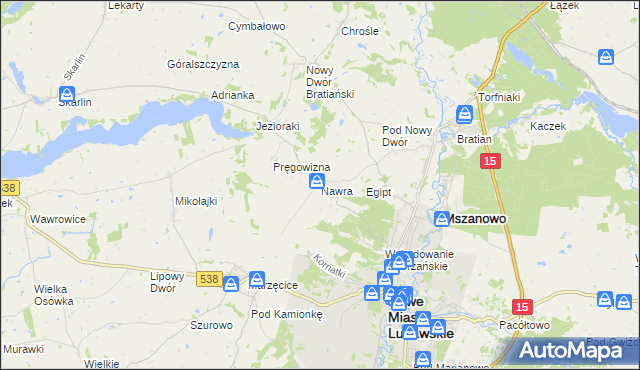 mapa Nawra gmina Nowe Miasto Lubawskie, Nawra gmina Nowe Miasto Lubawskie na mapie Targeo