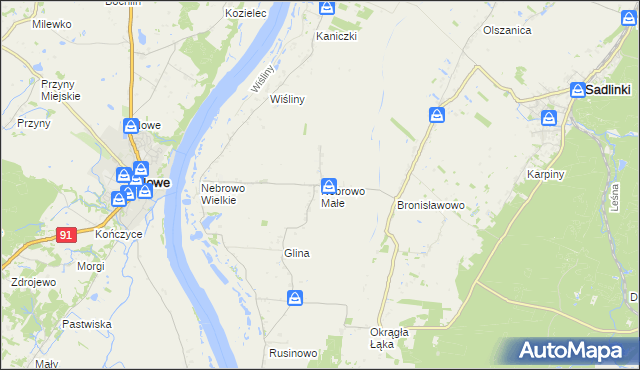 mapa Nebrowo Małe, Nebrowo Małe na mapie Targeo