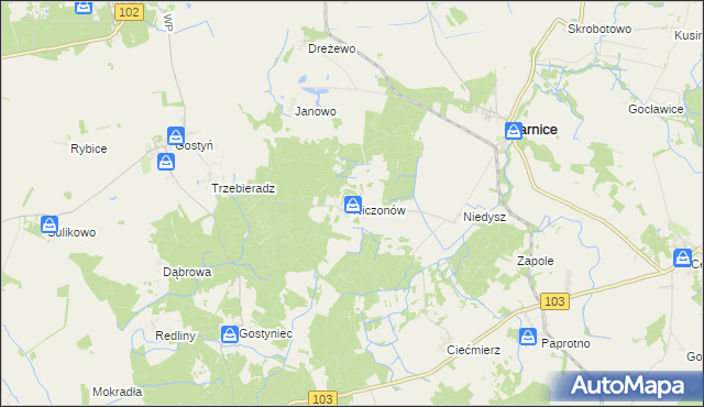 mapa Niczonów, Niczonów na mapie Targeo