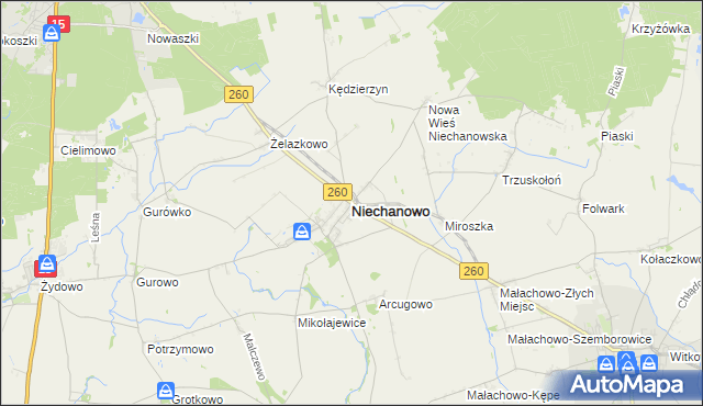 mapa Niechanowo, Niechanowo na mapie Targeo