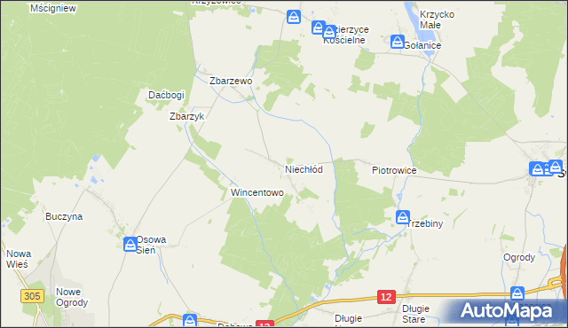 mapa Niechłód, Niechłód na mapie Targeo