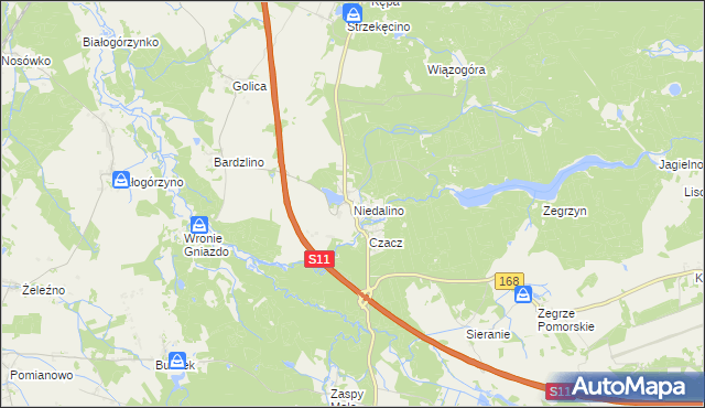 mapa Niedalino, Niedalino na mapie Targeo