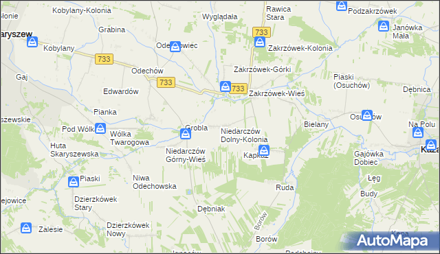 mapa Niedarczów Dolny-Kolonia, Niedarczów Dolny-Kolonia na mapie Targeo