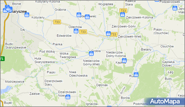 mapa Niedarczów Górny-Kolonia, Niedarczów Górny-Kolonia na mapie Targeo
