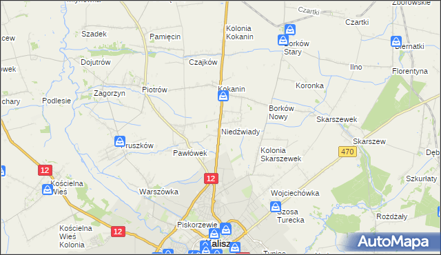 mapa Niedźwiady gmina Żelazków, Niedźwiady gmina Żelazków na mapie Targeo