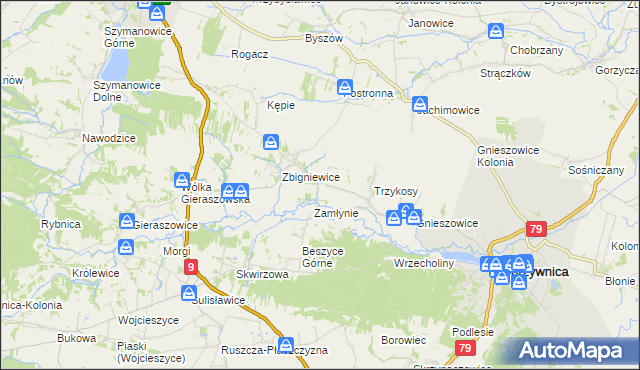 mapa Niedźwice, Niedźwice na mapie Targeo