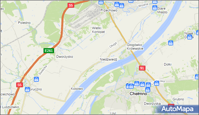 mapa Niedźwiedź gmina Świecie, Niedźwiedź gmina Świecie na mapie Targeo