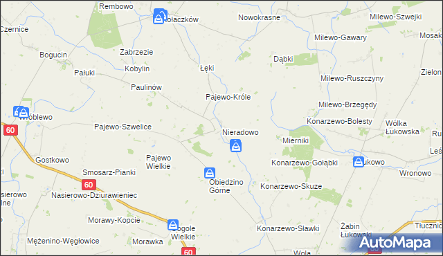 mapa Nieradowo gmina Gołymin-Ośrodek, Nieradowo gmina Gołymin-Ośrodek na mapie Targeo