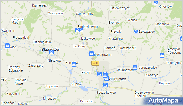 mapa Niewiatrowice, Niewiatrowice na mapie Targeo