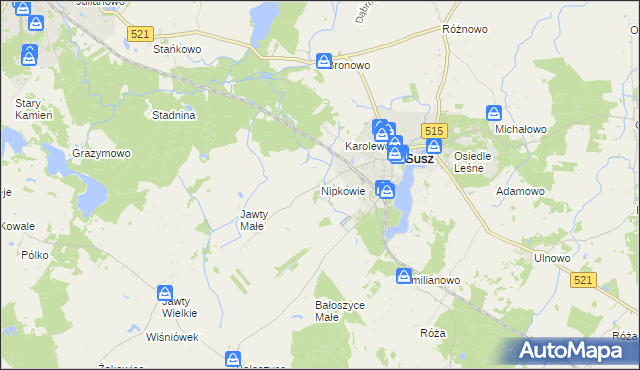 mapa Nipkowie, Nipkowie na mapie Targeo