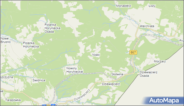 mapa Niwki gmina Horyniec-Zdrój, Niwki gmina Horyniec-Zdrój na mapie Targeo