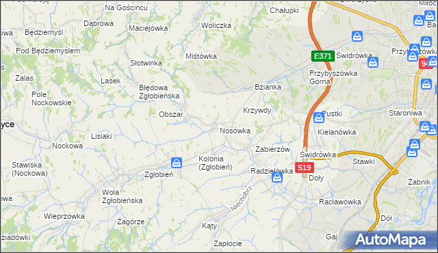 mapa Nosówka, Nosówka na mapie Targeo