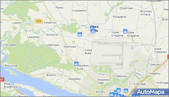 mapa Nowa Biała gmina Stara Biała, Nowa Biała gmina Stara Biała na mapie Targeo