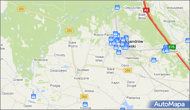 mapa Nowa Wieś gmina Aleksandrów Kujawski, Nowa Wieś gmina Aleksandrów Kujawski na mapie Targeo