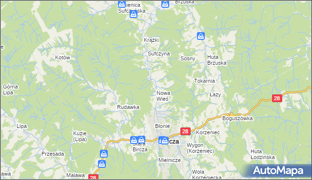 mapa Nowa Wieś gmina Bircza, Nowa Wieś gmina Bircza na mapie Targeo