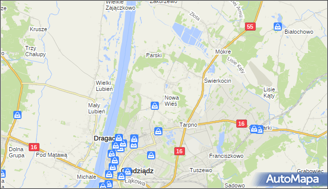 mapa Nowa Wieś gmina Grudziądz, Nowa Wieś gmina Grudziądz na mapie Targeo