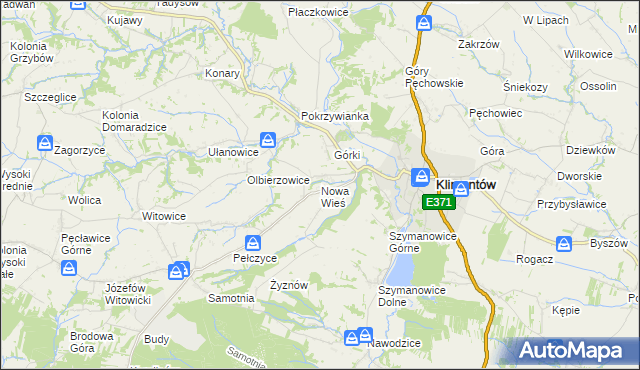 mapa Nowa Wieś gmina Klimontów, Nowa Wieś gmina Klimontów na mapie Targeo