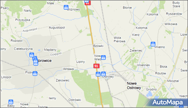 mapa Nowa Wieś gmina Nowe Ostrowy, Nowa Wieś gmina Nowe Ostrowy na mapie Targeo