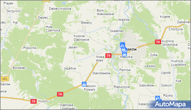 mapa Nowa Wieś gmina Osjaków, Nowa Wieś gmina Osjaków na mapie Targeo