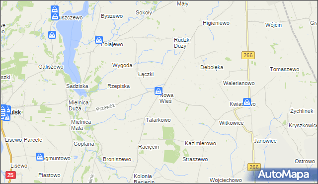 mapa Nowa Wieś gmina Piotrków Kujawski, Nowa Wieś gmina Piotrków Kujawski na mapie Targeo