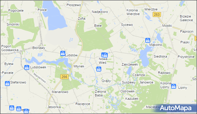 mapa Nowa Wieś gmina Sompolno, Nowa Wieś gmina Sompolno na mapie Targeo