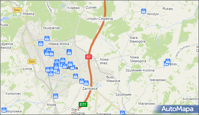 mapa Nowa Wieś gmina Szydłowo, Nowa Wieś gmina Szydłowo na mapie Targeo