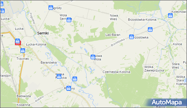 mapa Nowa Wola gmina Serniki, Nowa Wola gmina Serniki na mapie Targeo