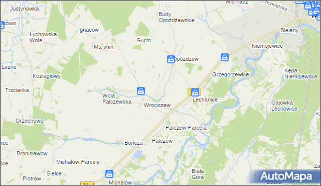 mapa Nowe Biskupice gmina Warka, Nowe Biskupice gmina Warka na mapie Targeo