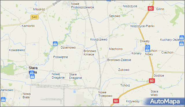 mapa Nowe Bronowo, Nowe Bronowo na mapie Targeo
