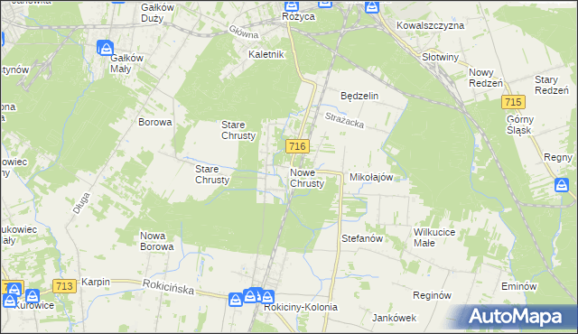 mapa Nowe Chrusty, Nowe Chrusty na mapie Targeo