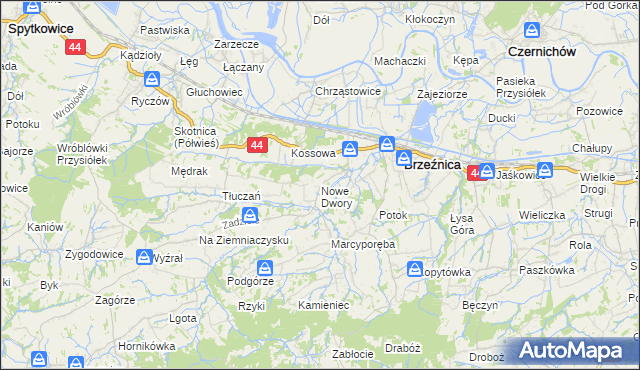 mapa Nowe Dwory gmina Brzeźnica, Nowe Dwory gmina Brzeźnica na mapie Targeo