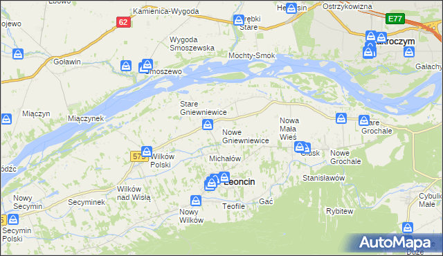 mapa Nowe Gniewniewice, Nowe Gniewniewice na mapie Targeo