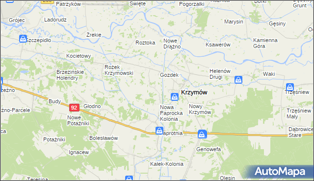 mapa Nowe Paprockie Holendry, Nowe Paprockie Holendry na mapie Targeo