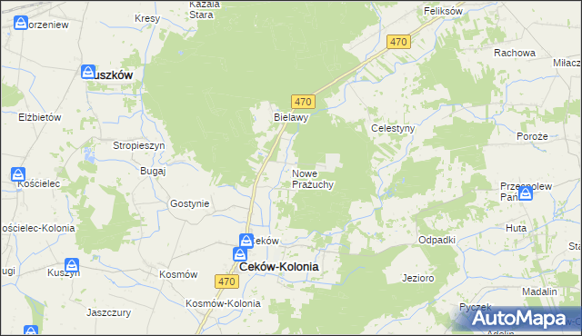 mapa Nowe Prażuchy, Nowe Prażuchy na mapie Targeo