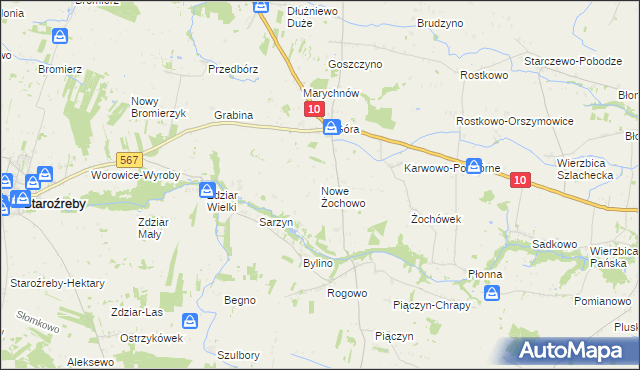 mapa Nowe Żochowo, Nowe Żochowo na mapie Targeo